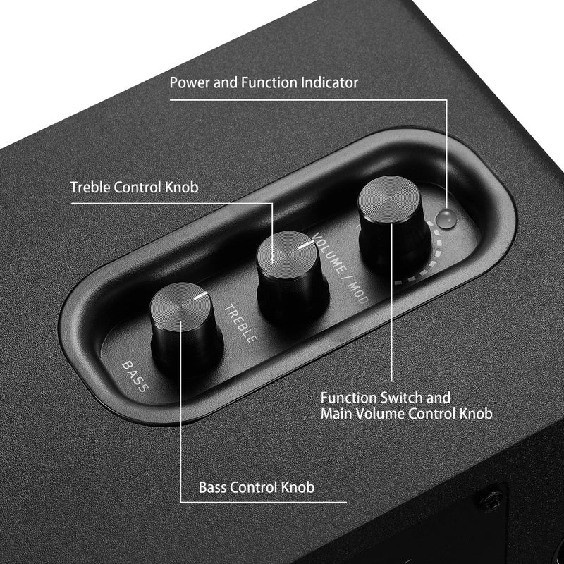 Sanyun SW208 3" Active Bluetooth 5.0 Bookshelf Speakers â€“ 60W Carbon Fiber Speaker Unit - Built-in 24bit DAC - Dynamic 3D Surround Sound â€“ 2.0 Computer PC Monitor Gaming Speakers (Pair, Black) - Image 3